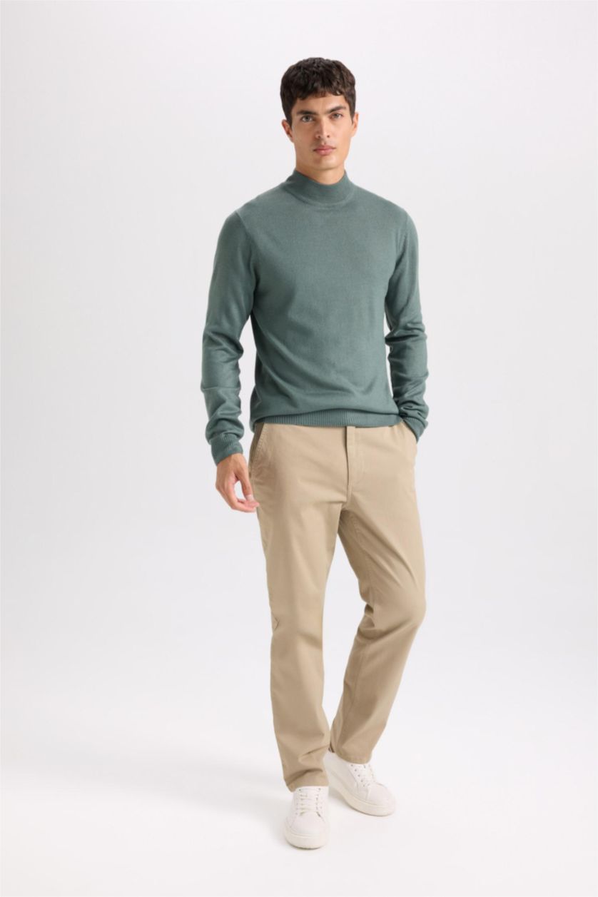 Erkek Açık Vizon Regular Fit Normal Kesim Yazlık Düz Paça Chino Kanvas Pantolon