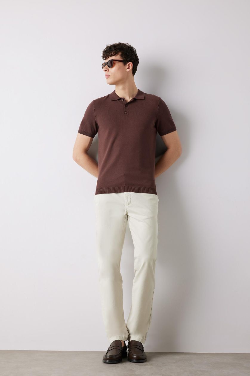 Man Light Beige Regular Hem Trousers