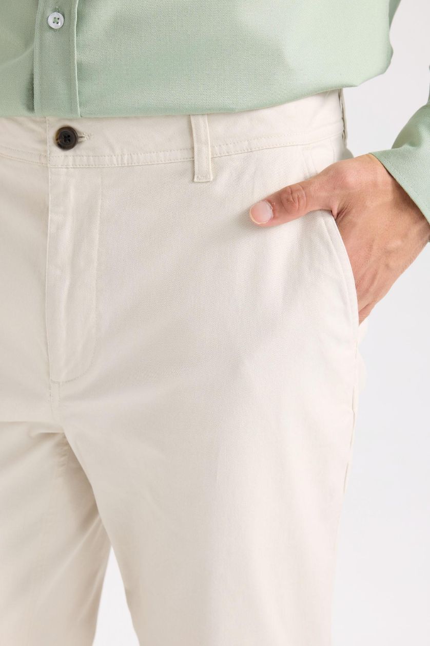 Man Light Beige Regular Hem Trousers