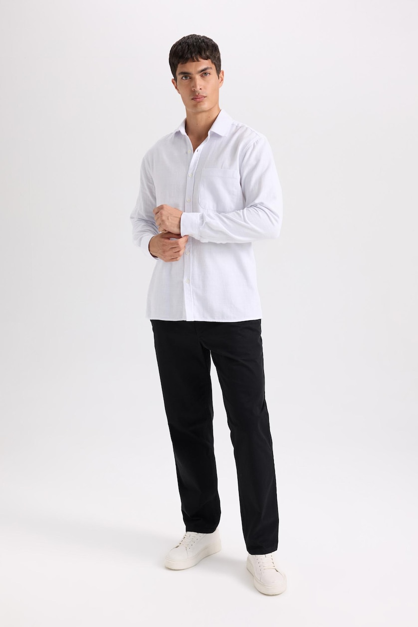 Erkek Siyah Regular Fit Kanvas Pantolon