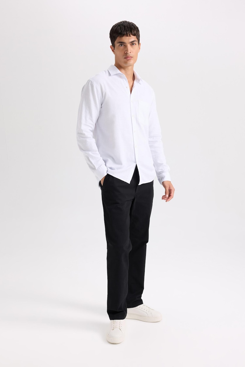 Erkek Siyah Regular Fit Kanvas Pantolon