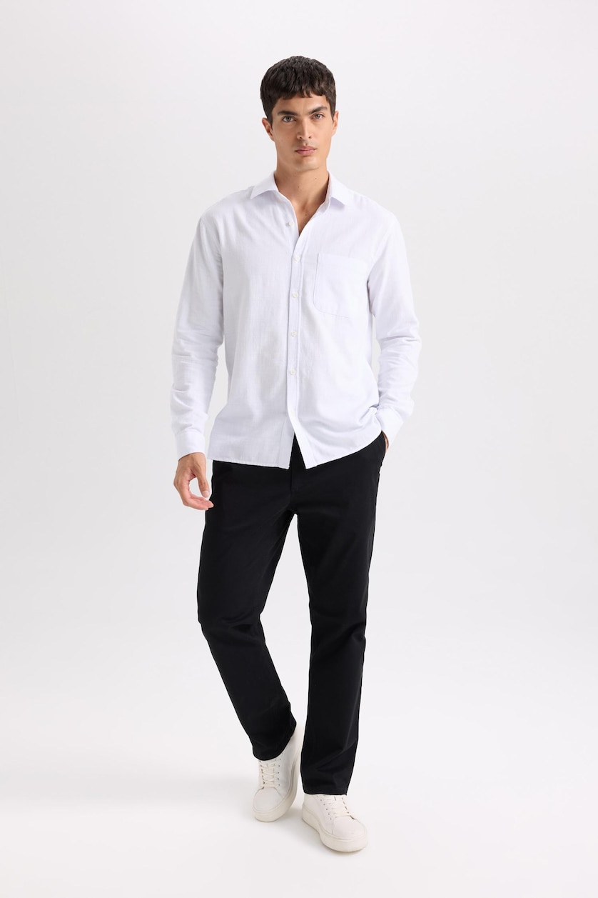 Erkek Siyah Regular Fit Kanvas Pantolon