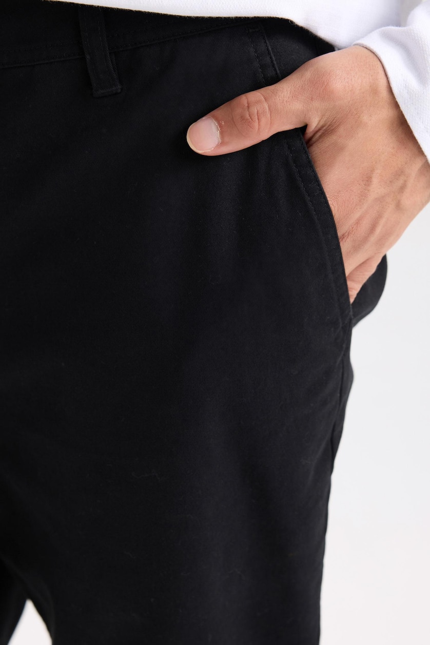 Erkek Siyah Regular Fit Kanvas Pantolon