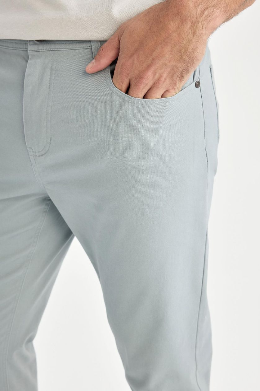 Erkek Gri Regular Fit Normal Kesim Yazlık Düz Paça Chino Kanvas Pantolon