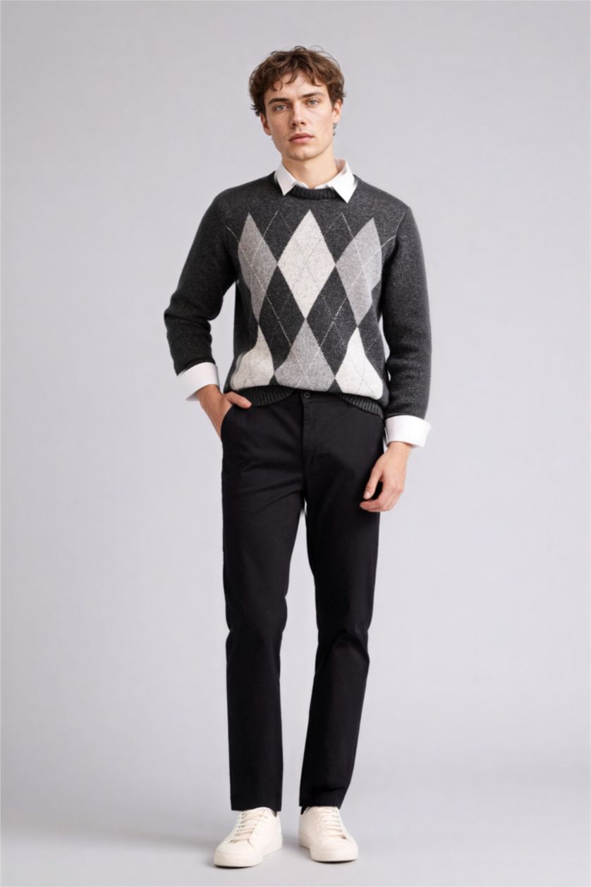 رجالي أسود بنطلون برجل عادية