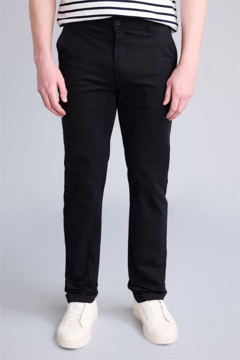 Man Black Straight Leg Trousers