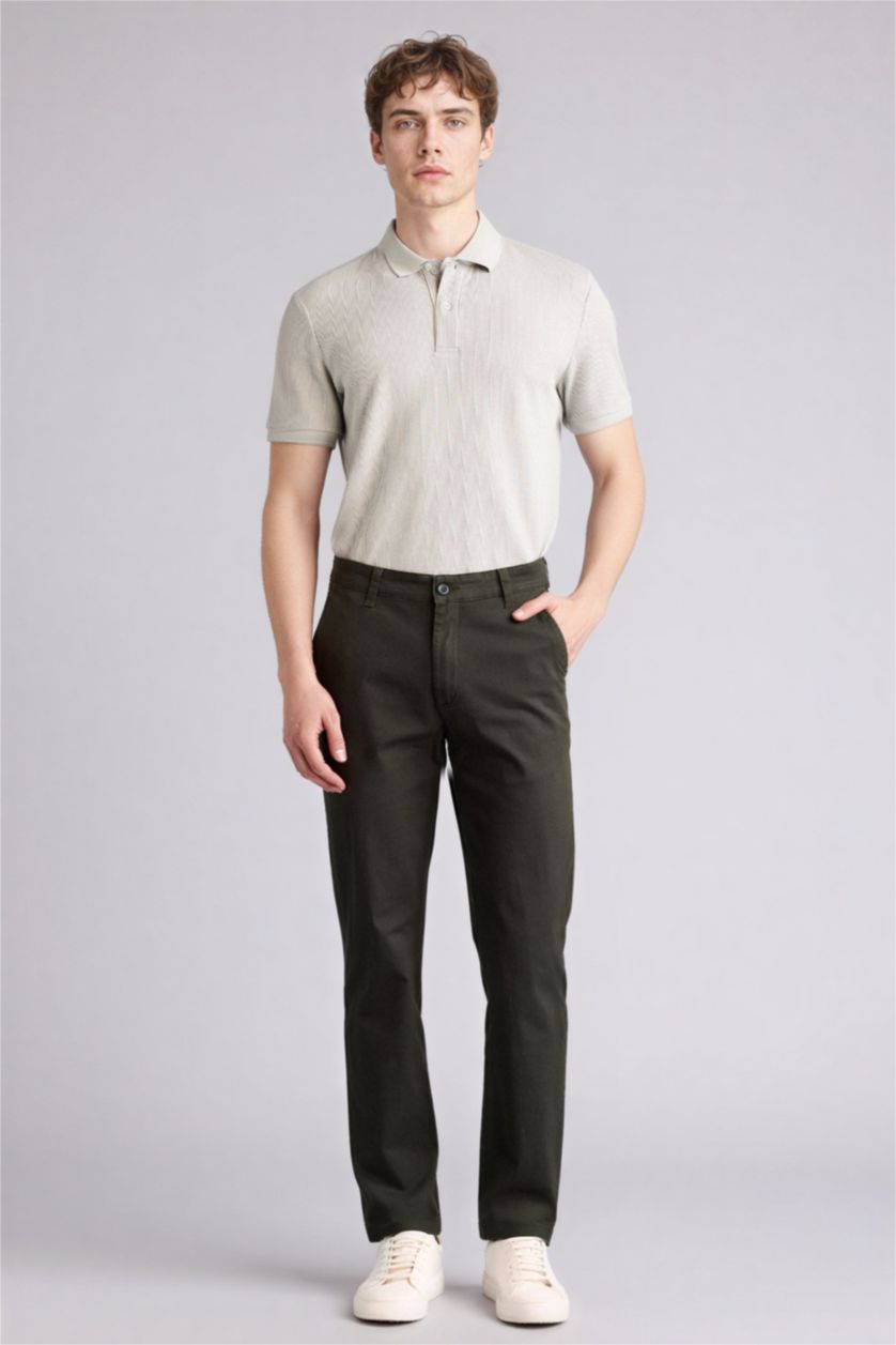 Erkek Koyu Yeşil Düz Paça Pantolon