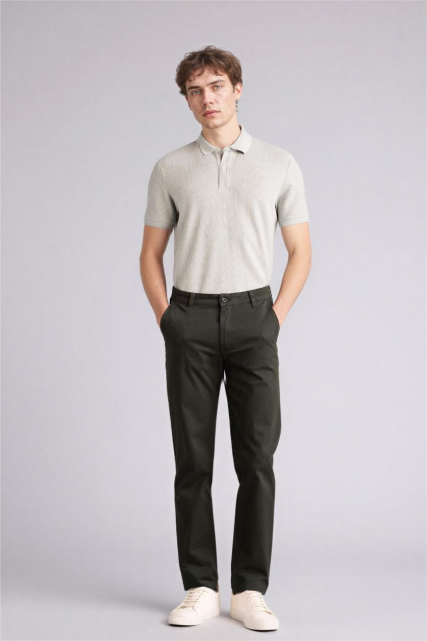 Erkek Koyu Yeşil Düz Paça Pantolon