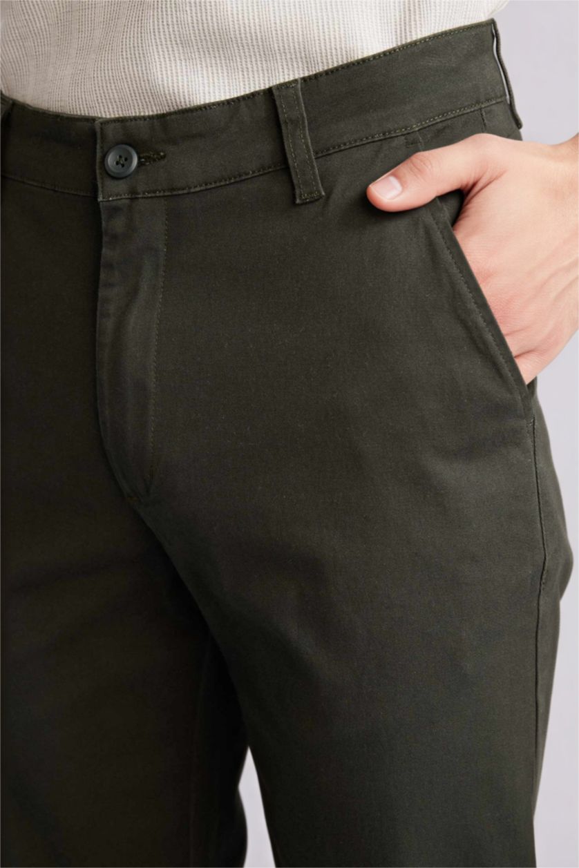 Erkek Koyu Yeşil Düz Paça Pantolon