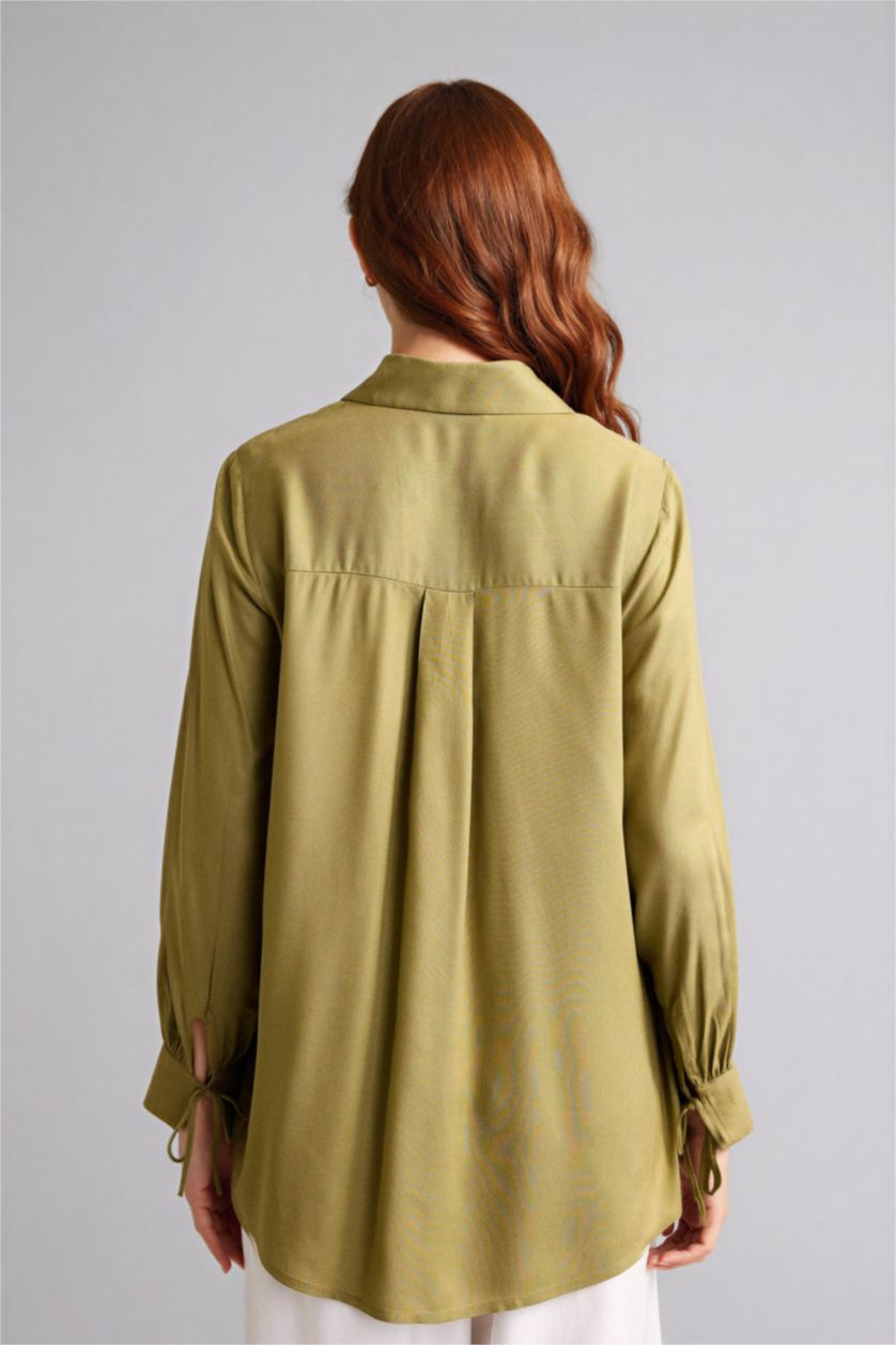 Woman Olive Regular Fit Viscose Long Sleeve Tunic