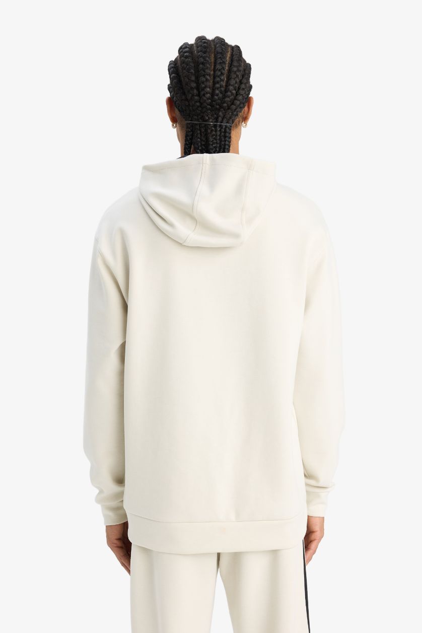 Erkek Taş Standart Fit Kapüşonlu Skuba Dalgıç Kumaş Sporcu Sweatshirt