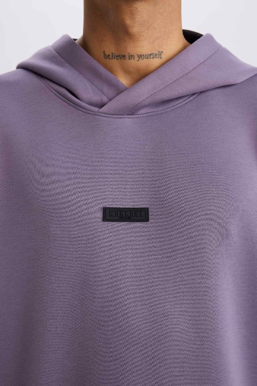 رجال بنفسجي سويت شيرت رياضي قصة عادية قماش سكوبا من DeFactoFit