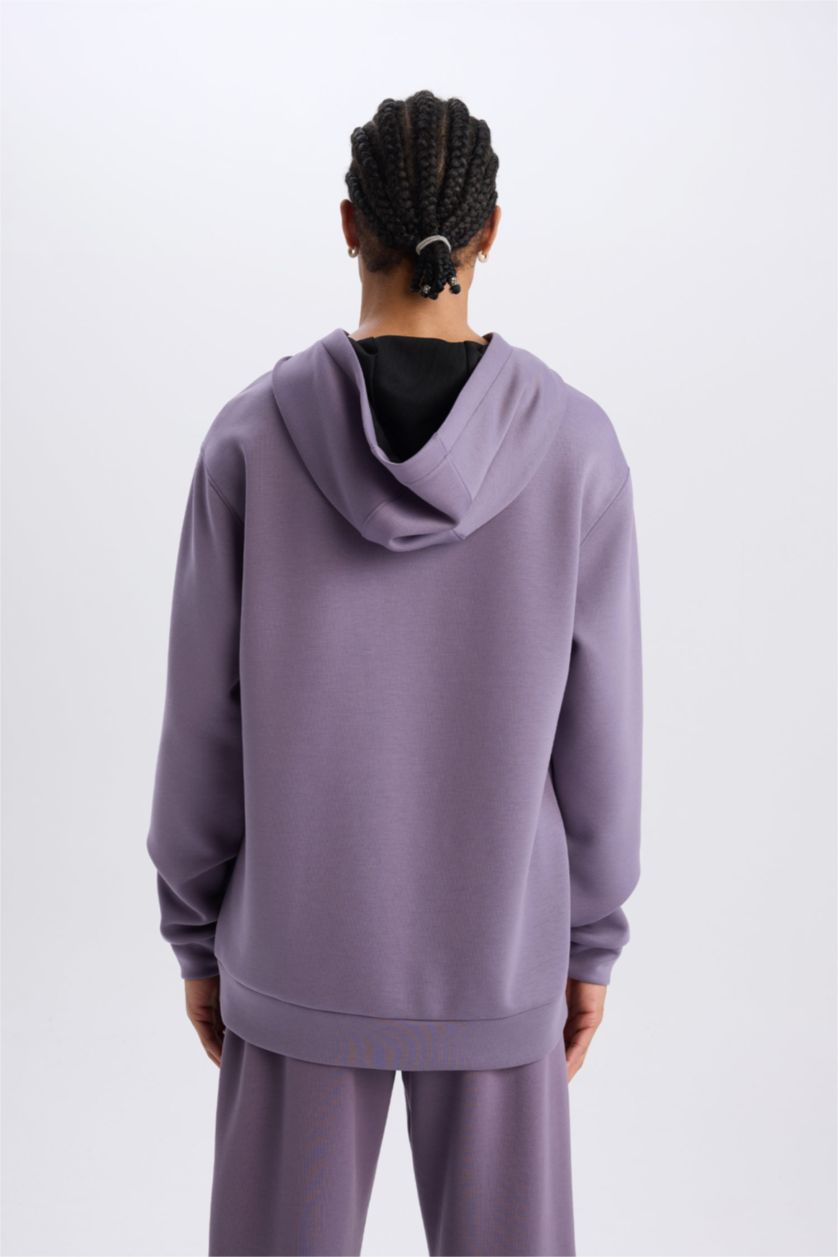 رجال بنفسجي سويت شيرت رياضي قصة عادية قماش سكوبا من DeFactoFit