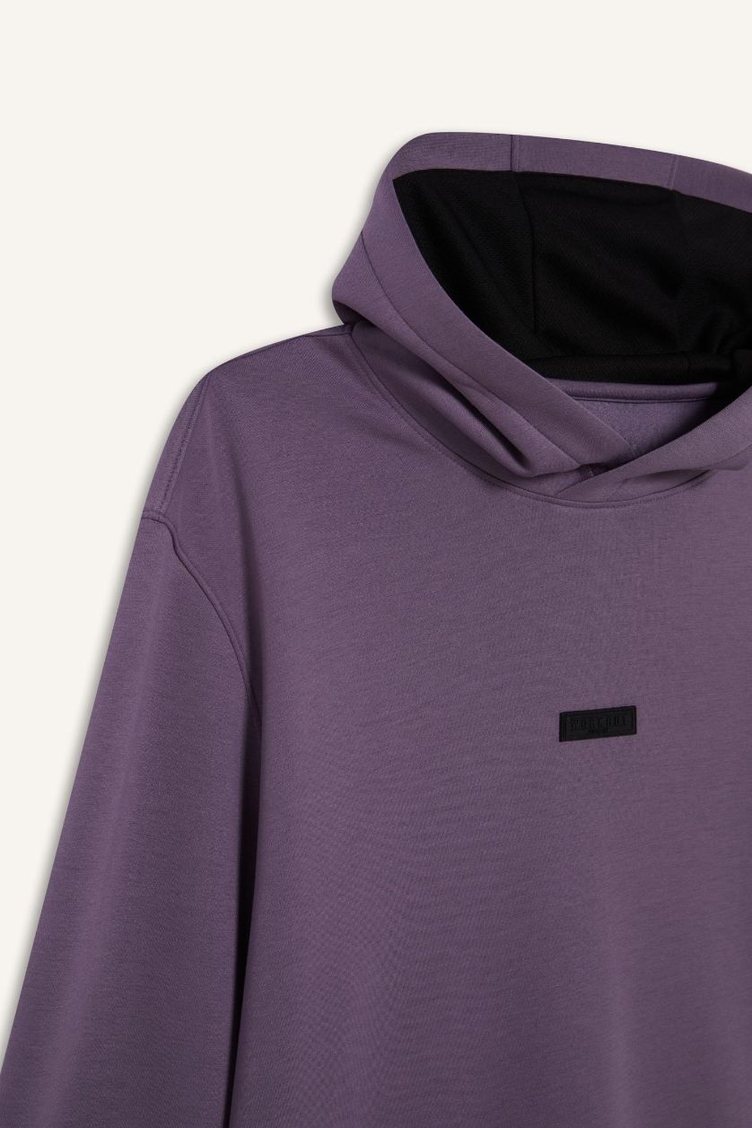 رجال بنفسجي سويت شيرت رياضي قصة عادية قماش سكوبا من DeFactoFit