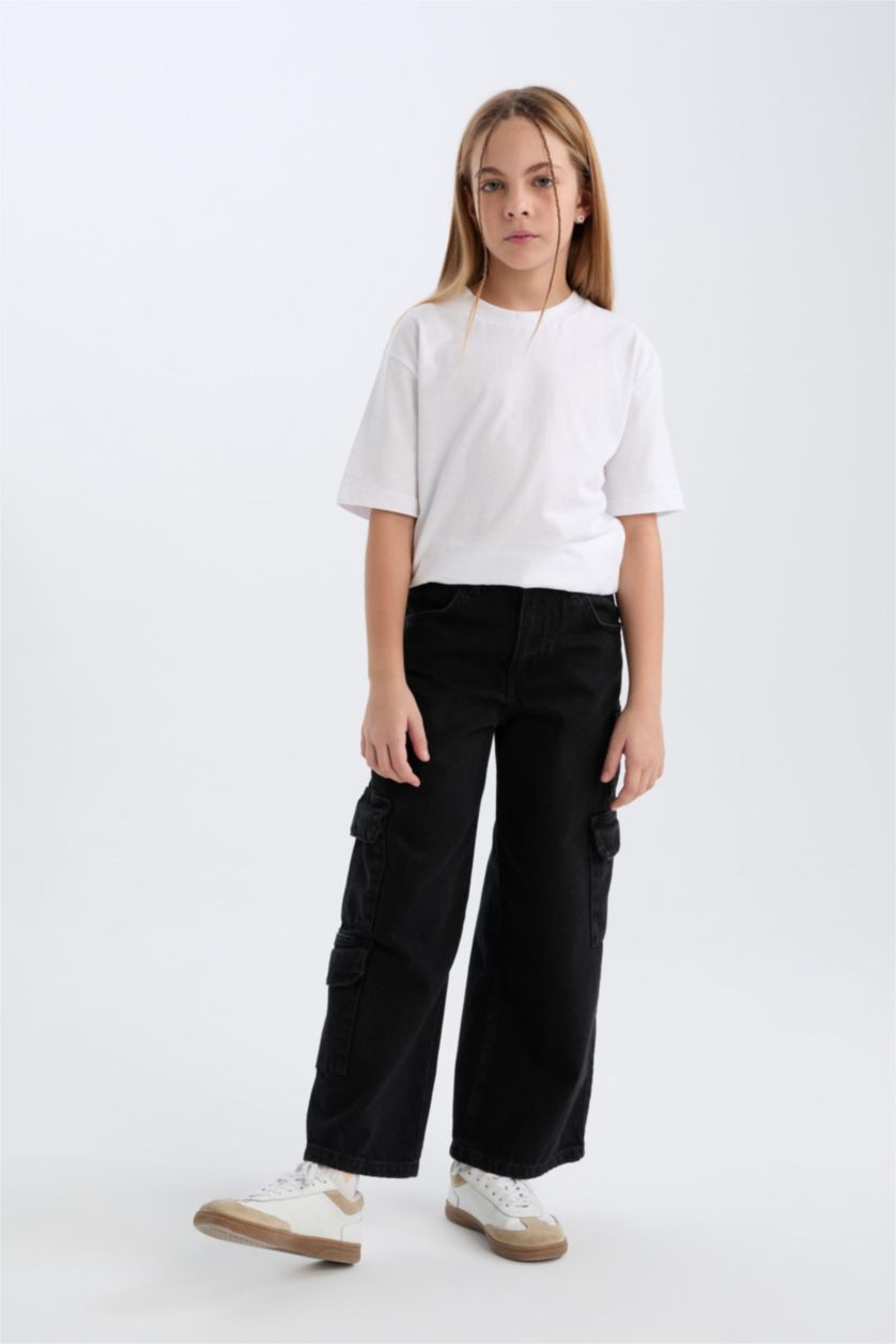GIRLS & TEENS Anthracite Girl Wide Leg Cargo Jeans