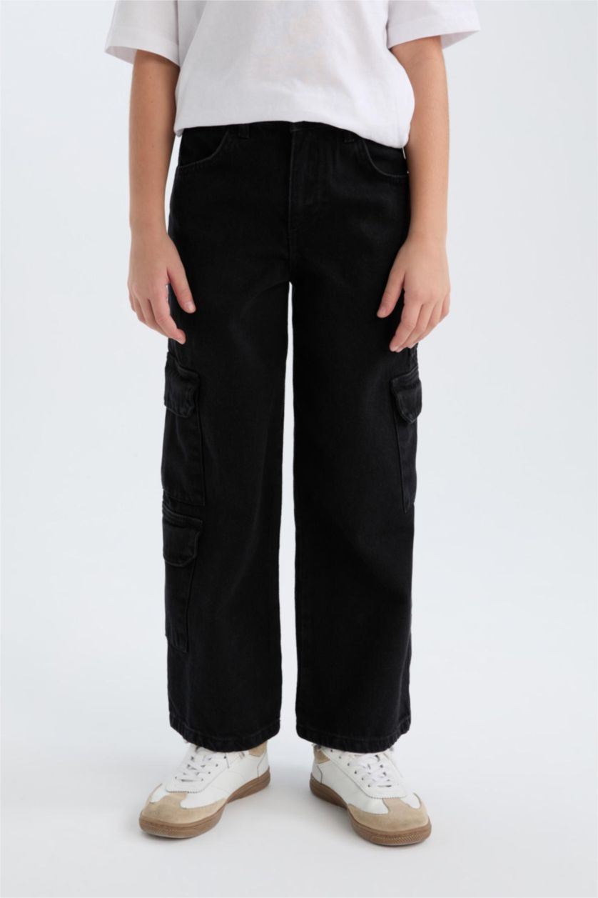 GIRLS & TEENS Anthracite Girl Wide Leg Cargo Jeans