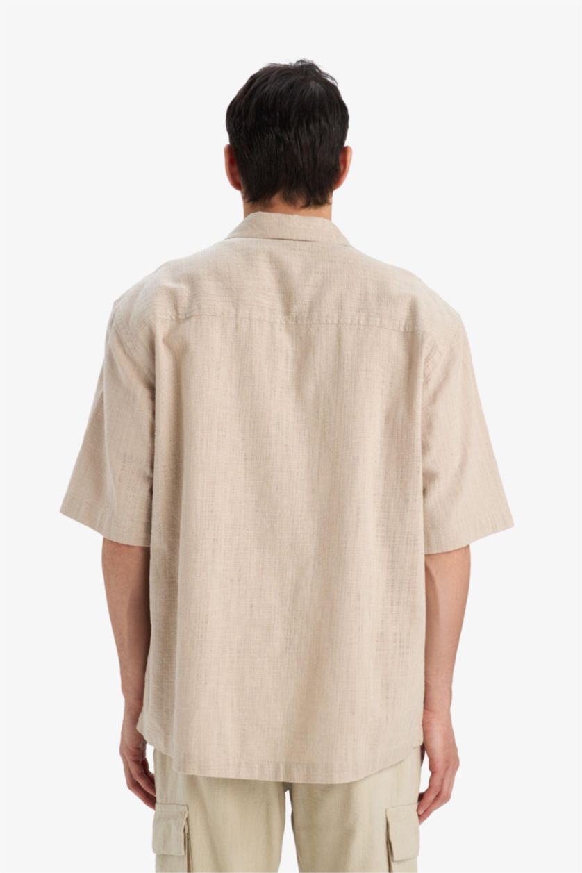 Мужчины Слоновая кость Рубашка с короткими рукавами свободного кроя