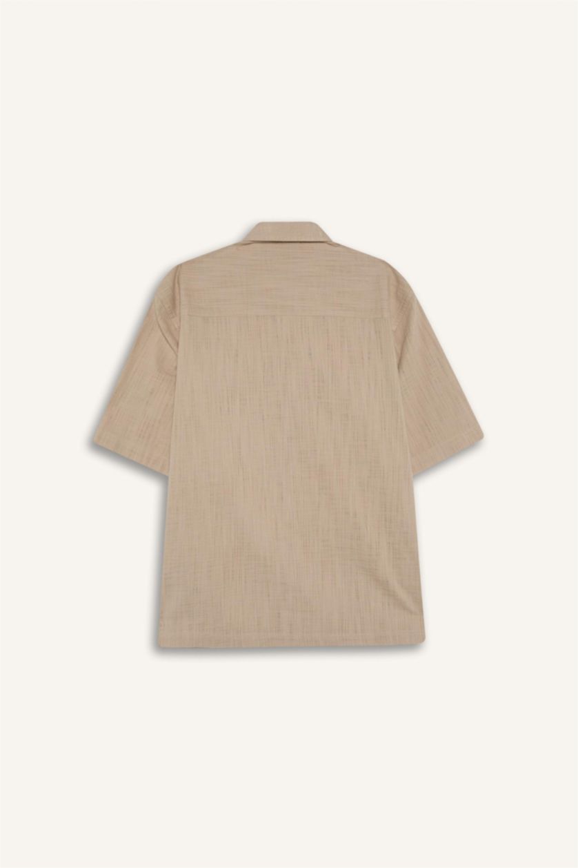 Мужчины Слоновая кость Рубашка с короткими рукавами свободного кроя