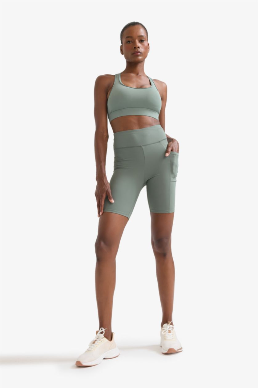 Woman Khaki DeFactoFit Crew Neck Bra