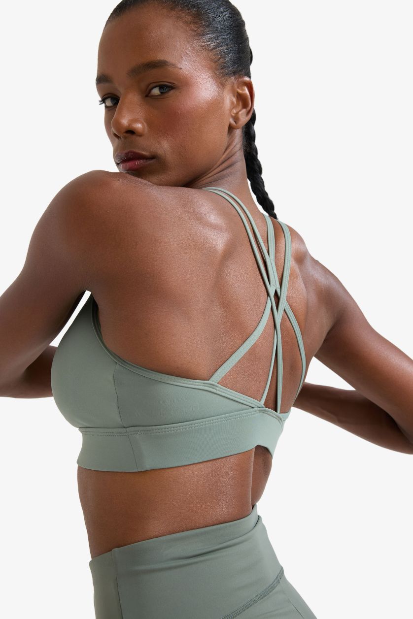 Woman Khaki DeFactoFit Crew Neck Bra