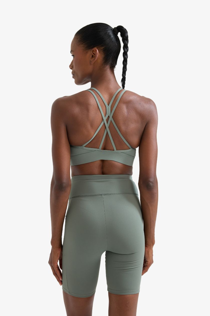 Woman Khaki DeFactoFit Crew Neck Bra