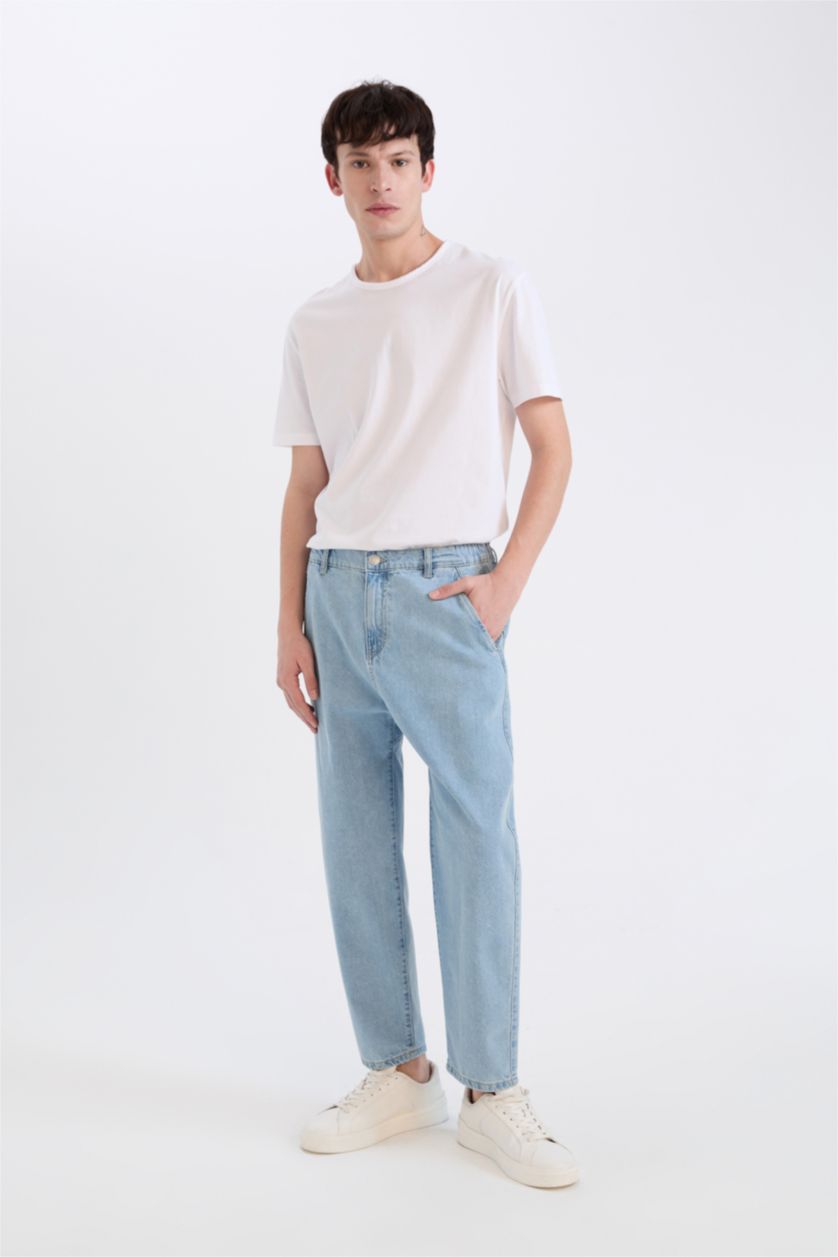 Ерлер Ашық Көк relaxed slouchy fıt деним кең етек Шалбар