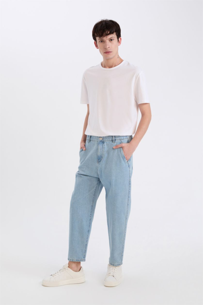 Ерлер Ашық Көк relaxed slouchy fıt деним кең етек Шалбар