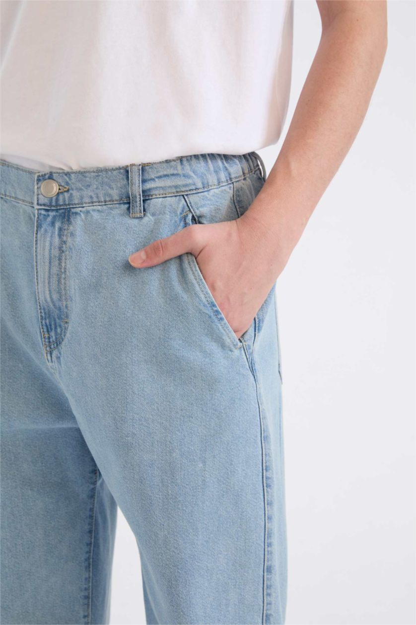 Ерлер Ашық Көк relaxed slouchy fıt деним кең етек Шалбар