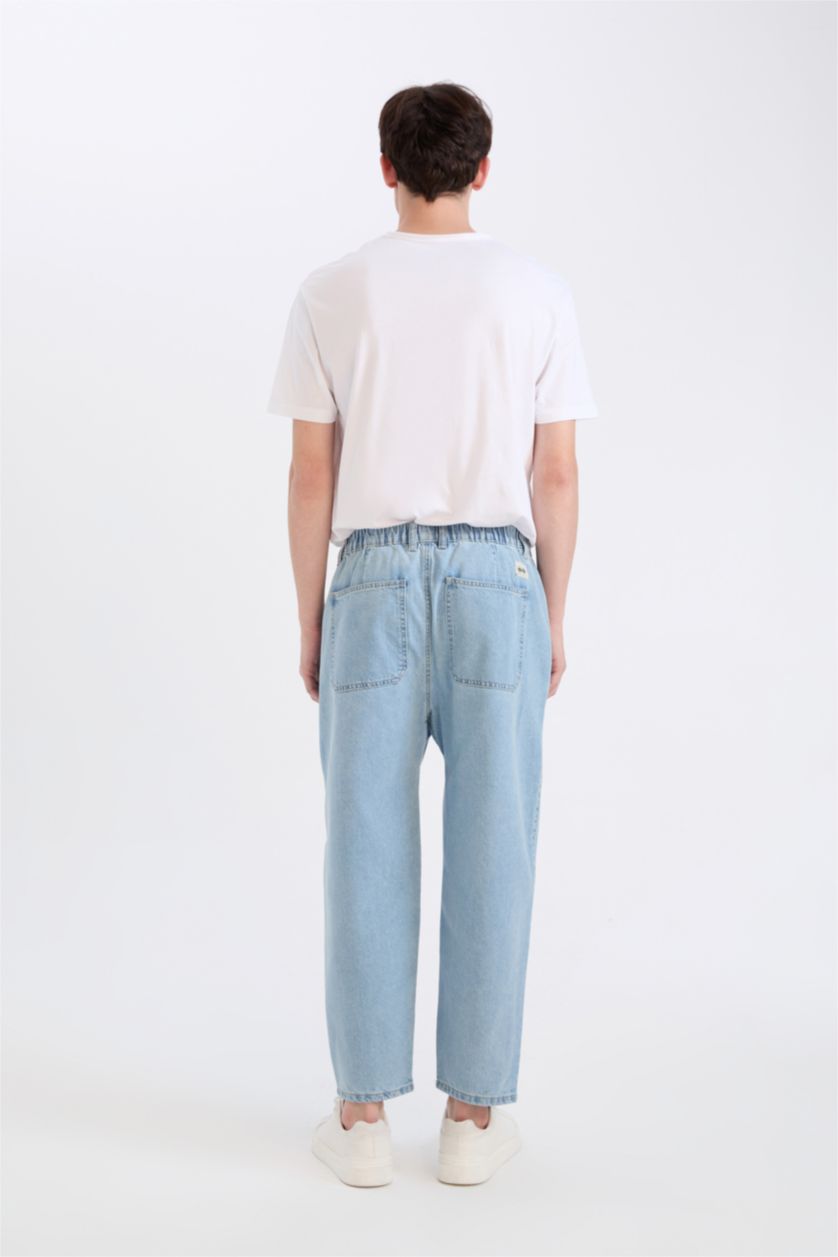 Ерлер Ашық Көк relaxed slouchy fıt деним кең етек Шалбар