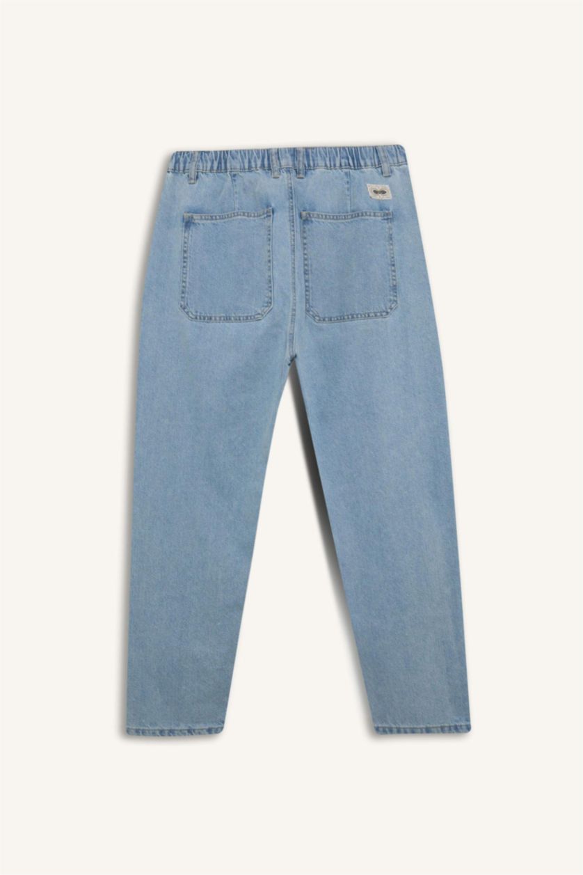 Ерлер Ашық Көк relaxed slouchy fıt деним кең етек Шалбар