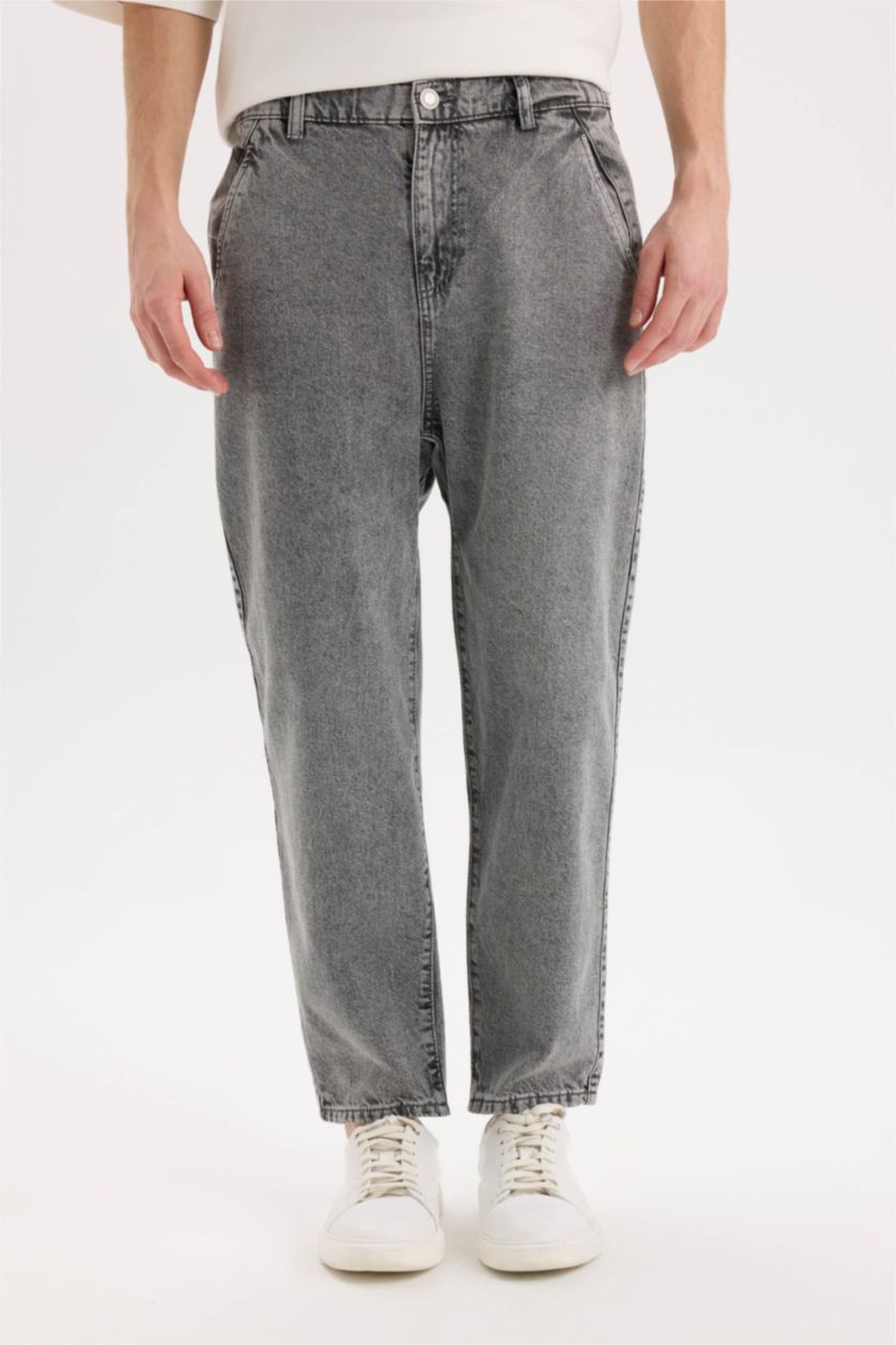 رجال رمادي بنطلون جينز قصة فضفاضة برجل واسع