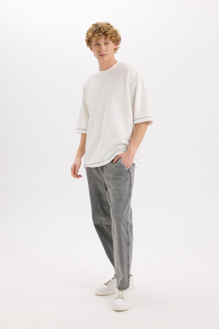 رجال رمادي بنطلون جينز قصة فضفاضة برجل واسع