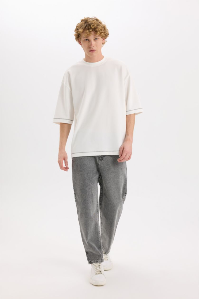 رجال رمادي بنطلون جينز قصة فضفاضة برجل واسع