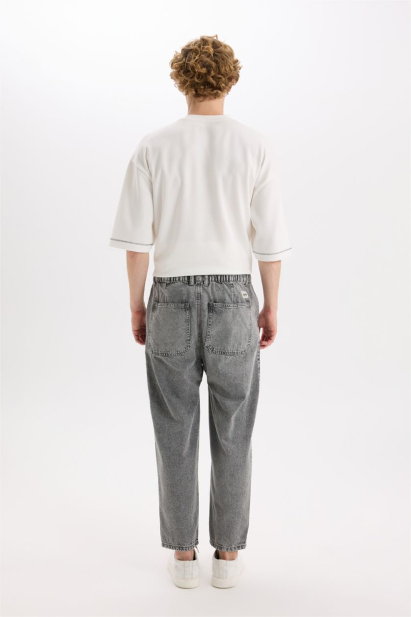 رجال رمادي بنطلون جينز قصة فضفاضة برجل واسع