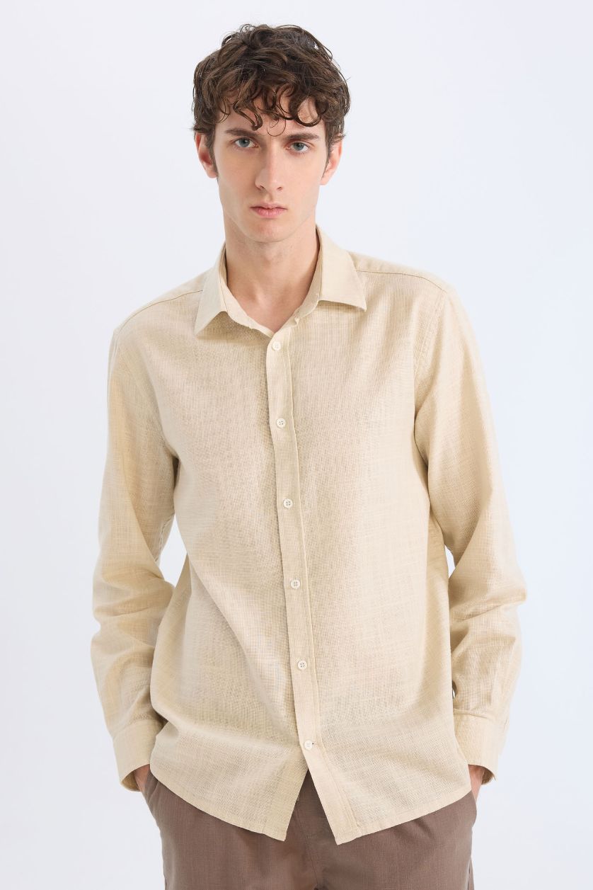 Ерлер Сұр поло жаға Ұзын жеңді көйлек