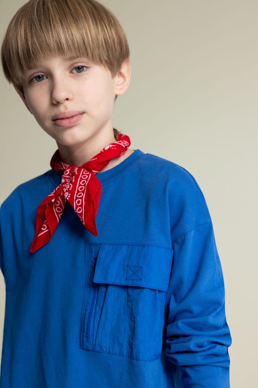 Erkek Çocuk - Genç Erkek Royal Oversize Geniş Kalıp Bisiklet Yaka Uzun Kollu Tişört Erkek Çocuk