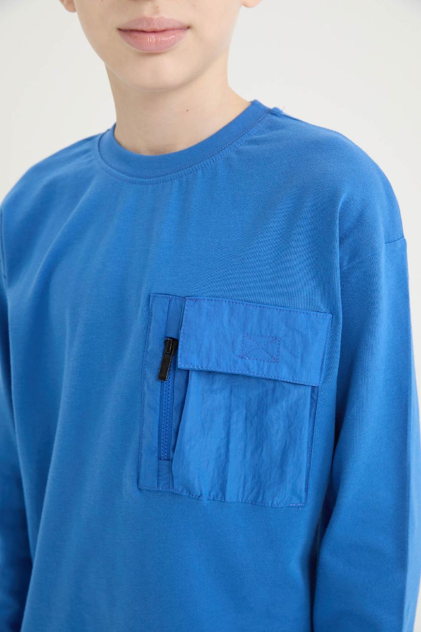 Erkek Çocuk - Genç Erkek Royal Oversize Geniş Kalıp Bisiklet Yaka Uzun Kollu Tişört Erkek Çocuk