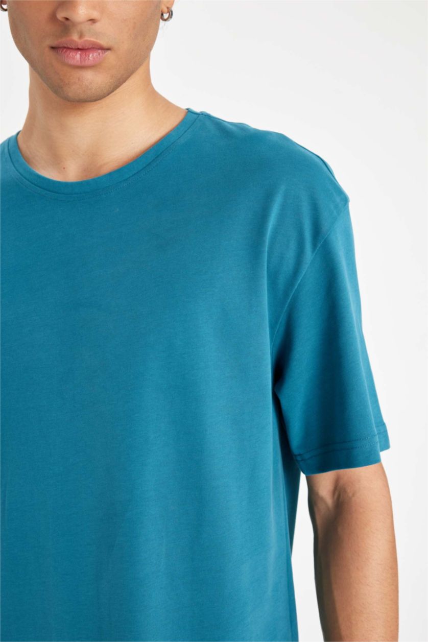 MAN Dark Green Boxy Fit Crew Neck Basic T-Shirt
