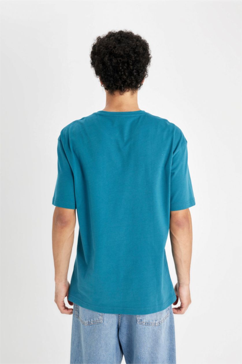 MAN Dark Green Boxy Fit Crew Neck Basic T-Shirt