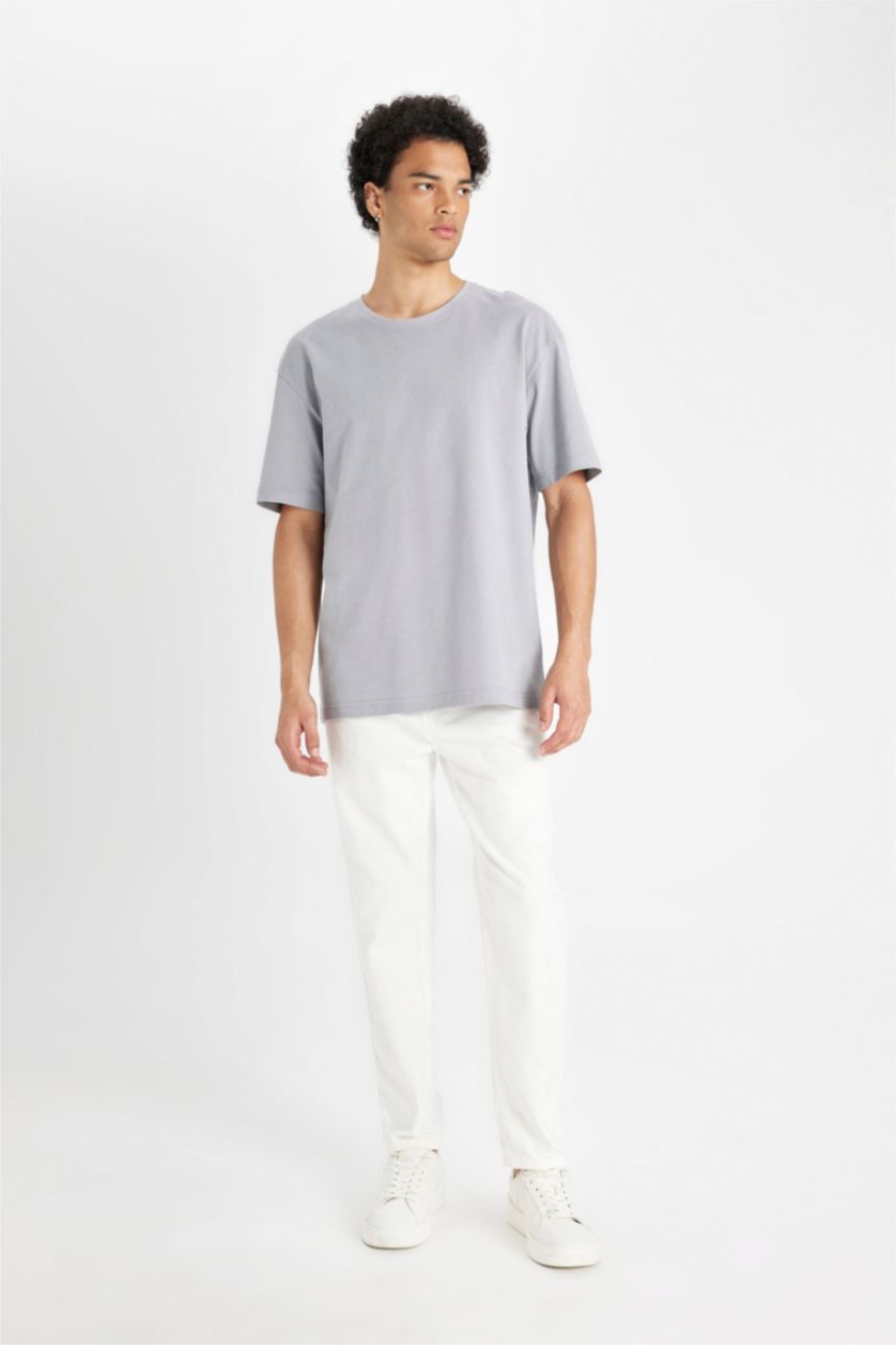 MAN Grey Boxy Fit Crew Neck Basic T-Shirt