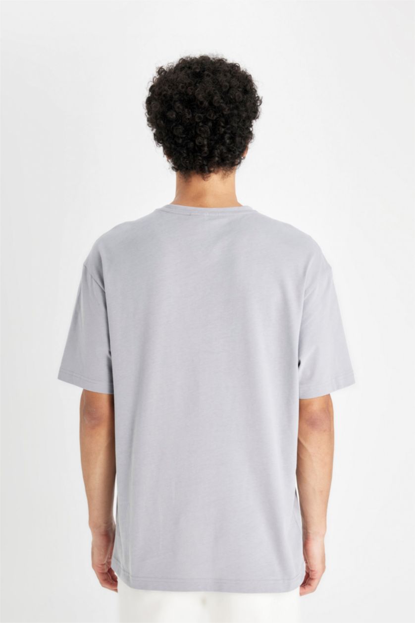 MAN Grey Boxy Fit Crew Neck Basic T-Shirt