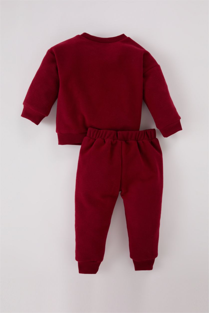 Baby Boys Bordeaux Boy Baby Crew Neck Printed Sweatshirt Sweatpants 2 Piece Set