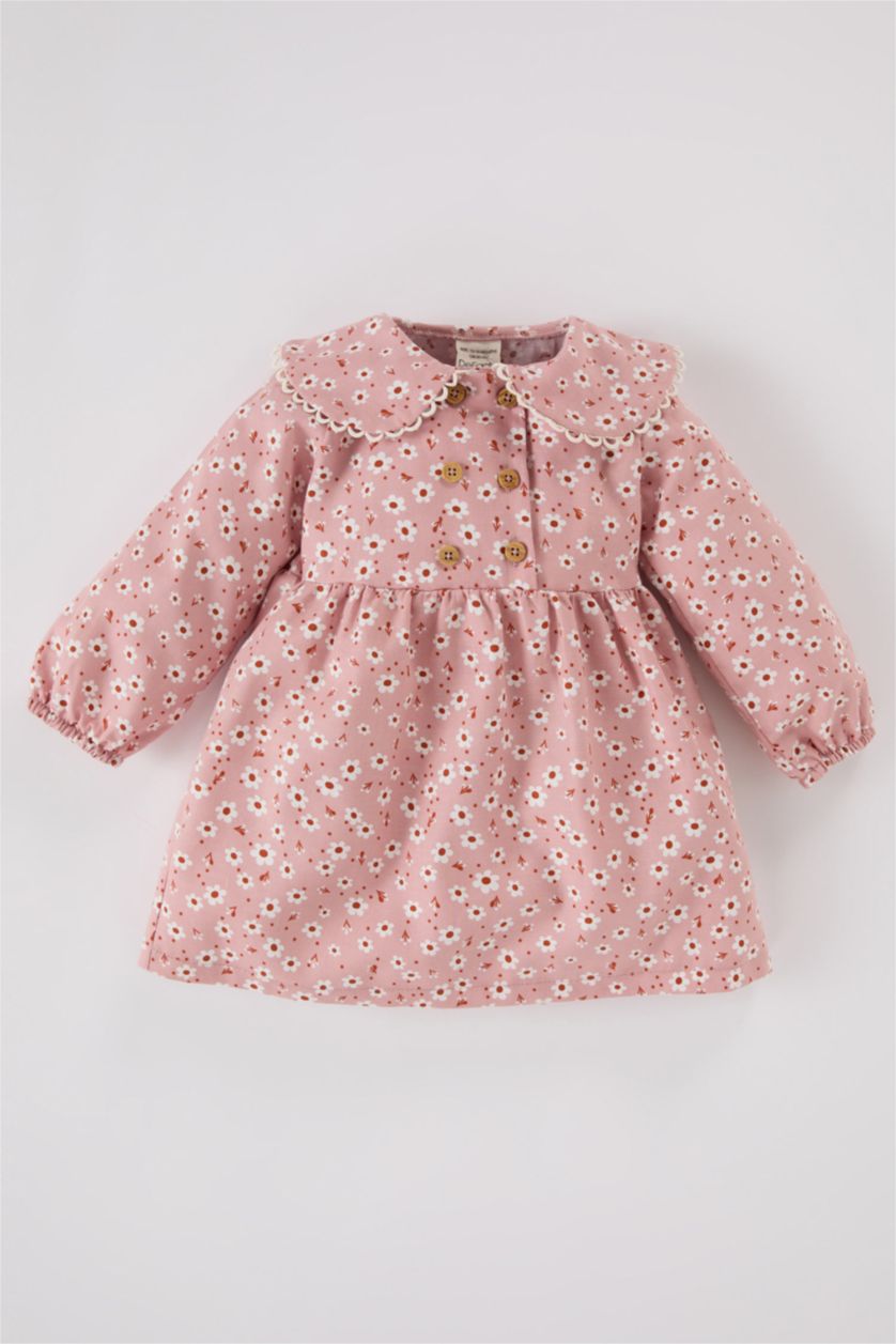 BÉBÉ FILLE Bordeaux Robe en flanelle à manches longues et motif fleuri pour bébé fille