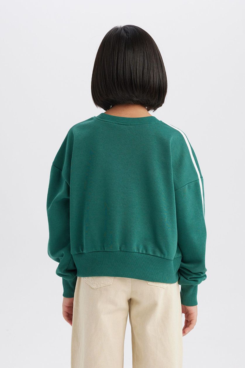 FILLES Vert Sweatshirt imprimé à col rond et coupe relax pour fille