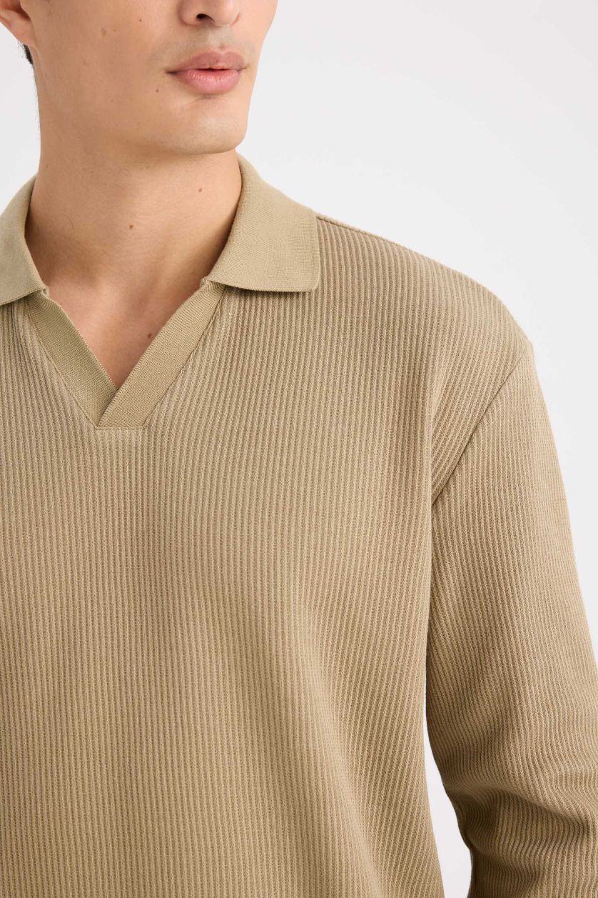 رجال كاكي سويت شيرت قصة عادية بياخة بولو بجيب واحد