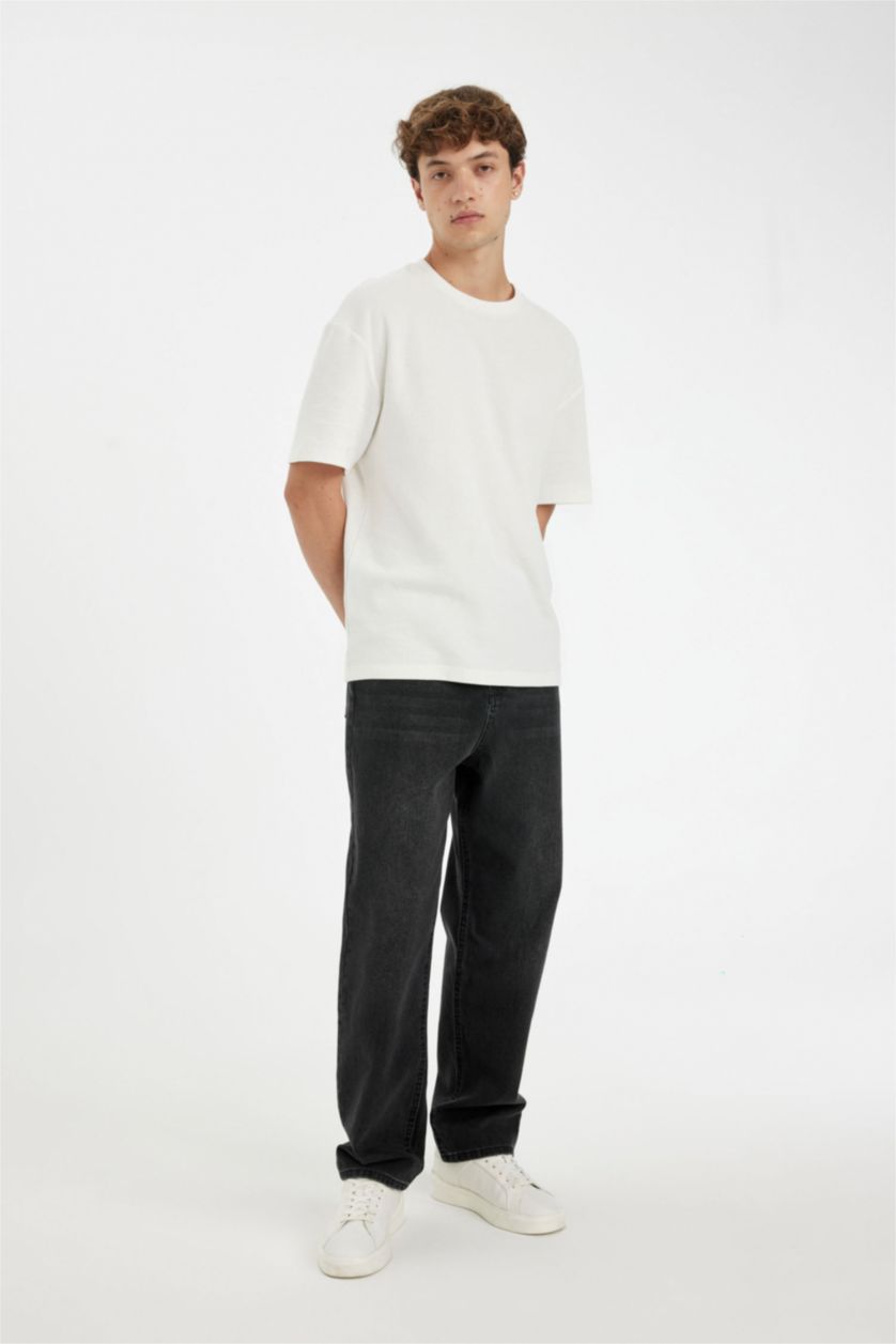 رجال أنثرا بنطلون جينز باجي فيت وايد ليج برجل واسع