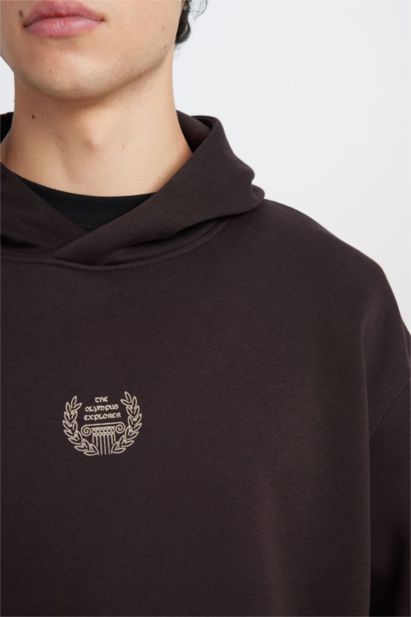 رجالي بني هودي اوفر سايز بني غامق