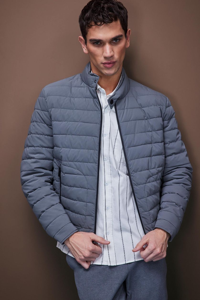 Ерлер Сұр биік жаға Пальто