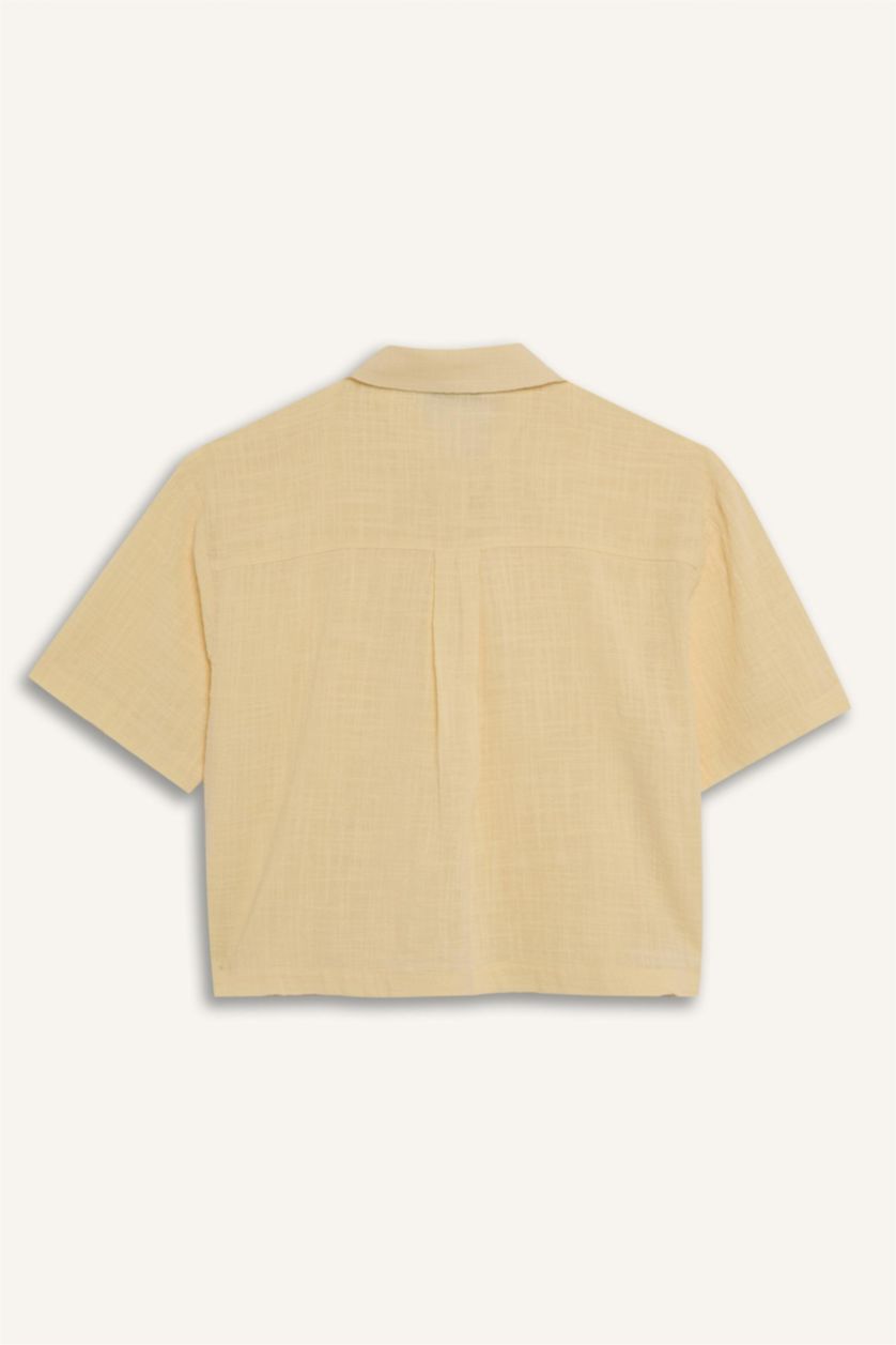 WOMAN Sand Oversize Fit Linen Look Short Sleeve Shirt