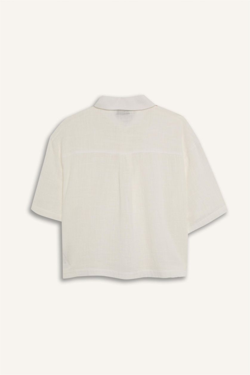 FEMME Blanc Chemise oversize à manches courtes en lin